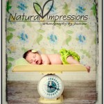 Newborn baby on old scale vintage photo newborn on scale