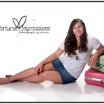 Senior girl with suitcases senior girl suitcase