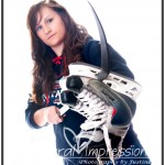 Senior girl with hockey skates senior girl hockey player