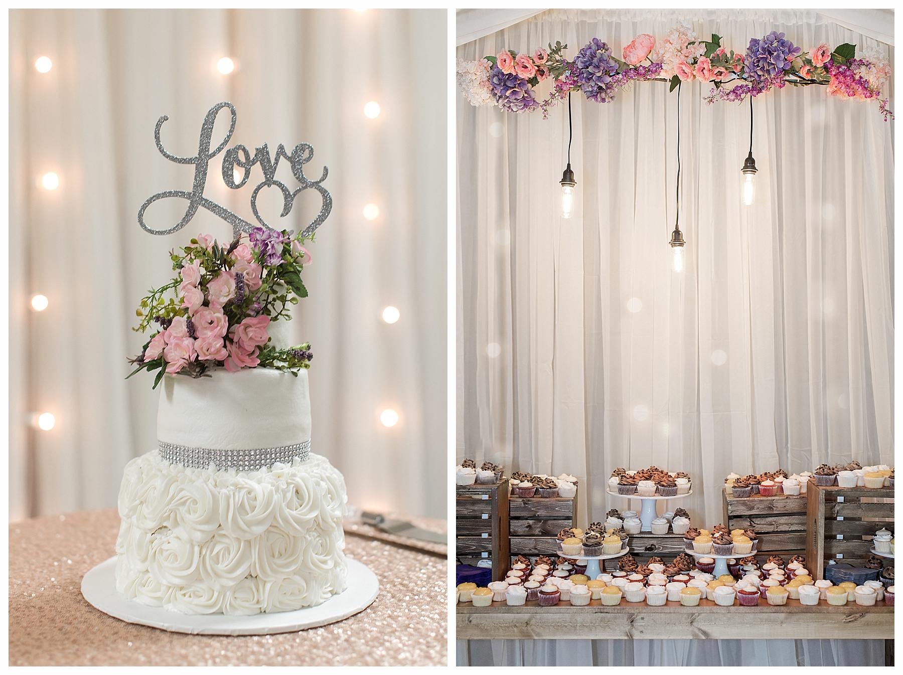 North Dakota wedding cake and cupcakes