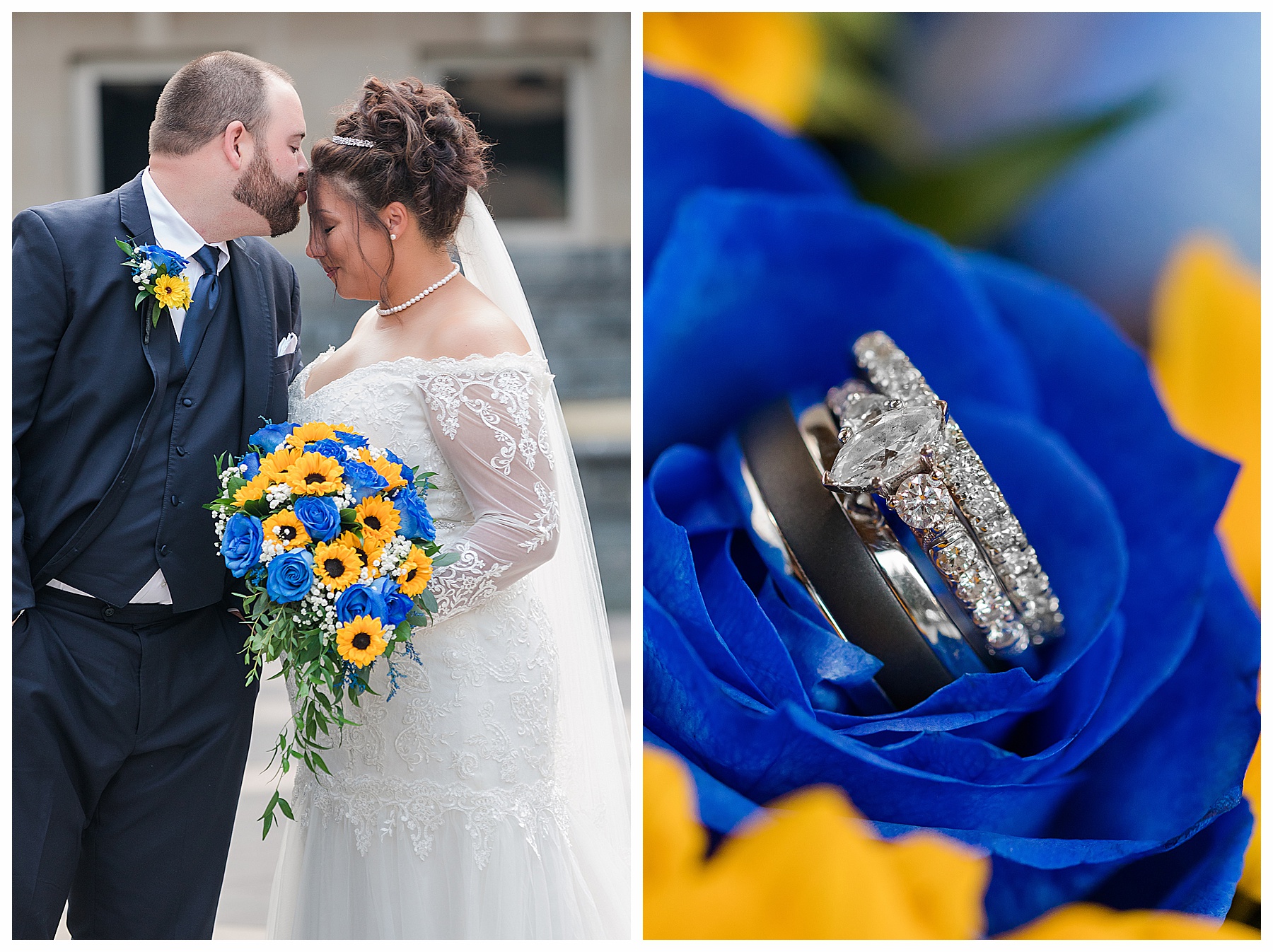 Royal blue and gold bridal bouquet
