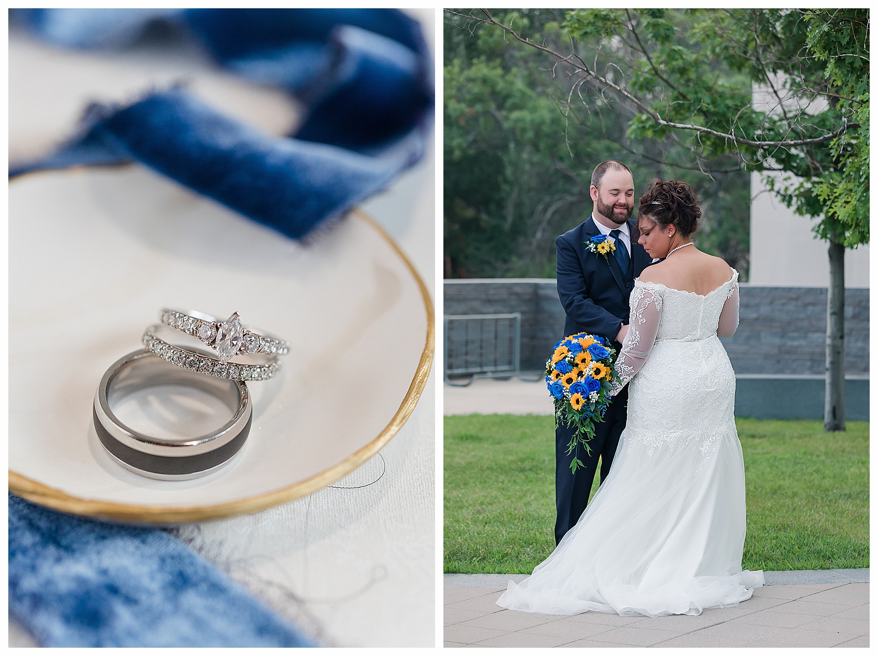 Bride and Groom pictures outside the Bismarck Heritage Center